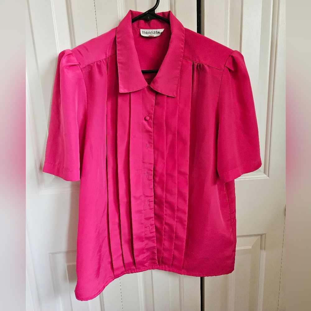 Bright Pink Button-Up Blouse